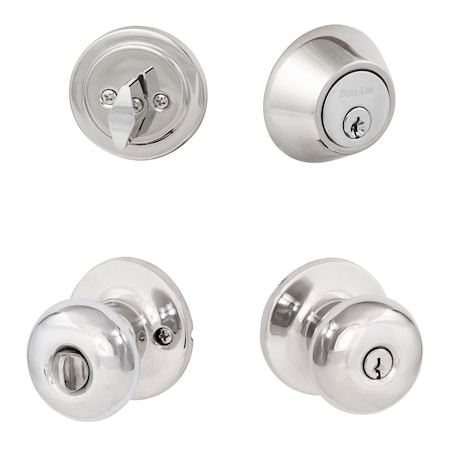 Sure-Loc Hardware Sure-Loc Hardware Durango Entry Knobset with KA Deadbolt, Polished Chrome DU107/DB201 26
